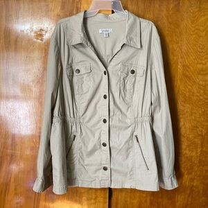 Dress barn 18/20 light button up tan jacket